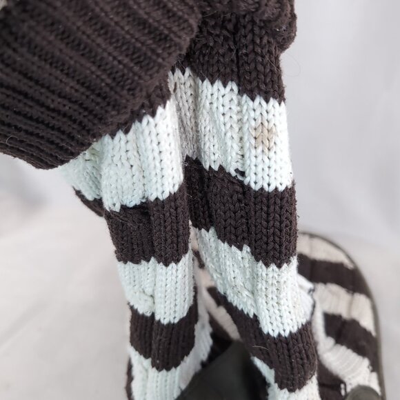 UGG Australia Striped Knit Sock Boots Brown Cream White Women US 7 Leather 5822 - Picture 6 of 15